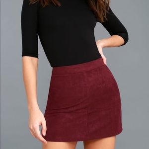Lulus Burgundy Suede Skirt